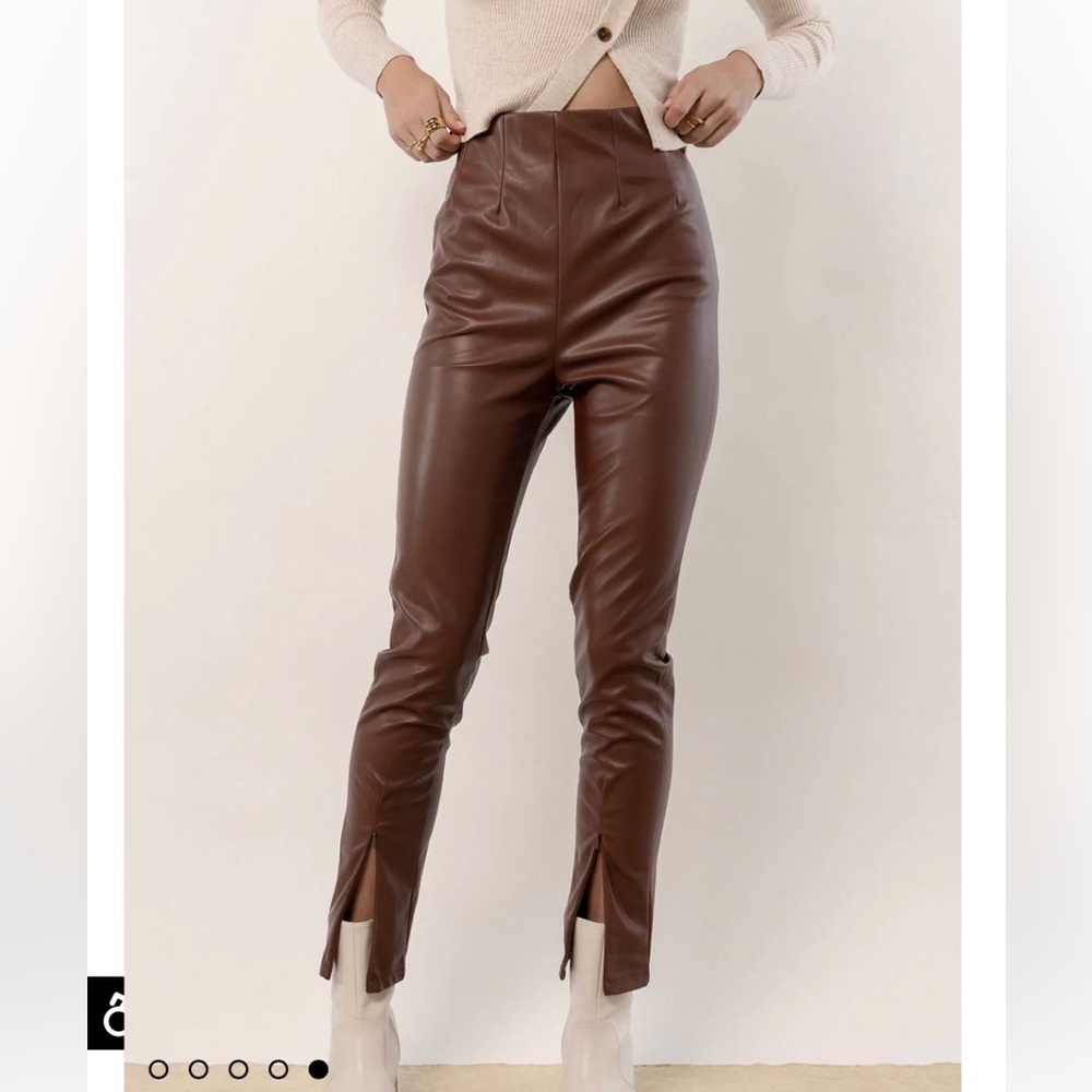 Bohme Brown Vegan Leather Tara Pants